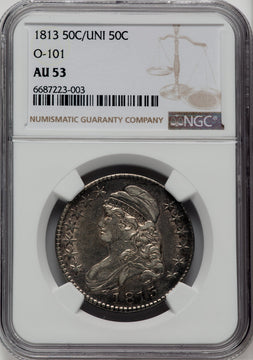 1813 50C O-101 Bust Half Dollar NGC AU53