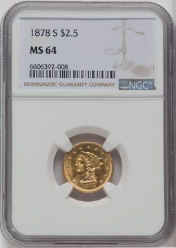 1878-S $2.50 Liberty Quarter Eagle NGC MS64