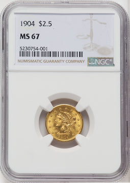 1904 $2.50 Liberty Quarter Eagle NGC MS67