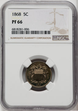 1868 5C Proof Shield Nickel NGC PR66