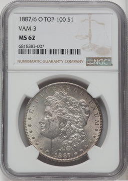 1887/6-O $1 VAM-3 Morgan Dollar NGC MS62
