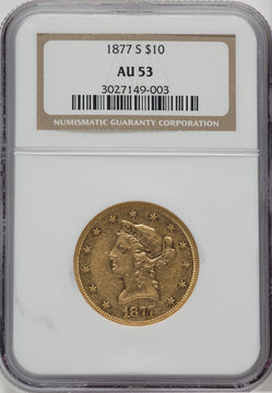 1877-S $10 Liberty Eagle NGC AU53