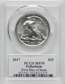 2017 $25 Palladium Eagle First Day of Issue Moy Signature PCGS MS70