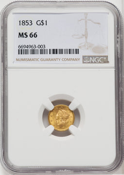 1853 G$1 Gold Dollar NGC MS66 (764629003)