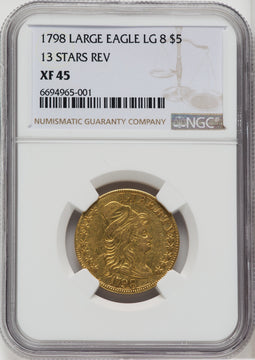 1798 $5 Lg Eagle Lg 8 13 Star Rev Early Half Eagle NGC XF45