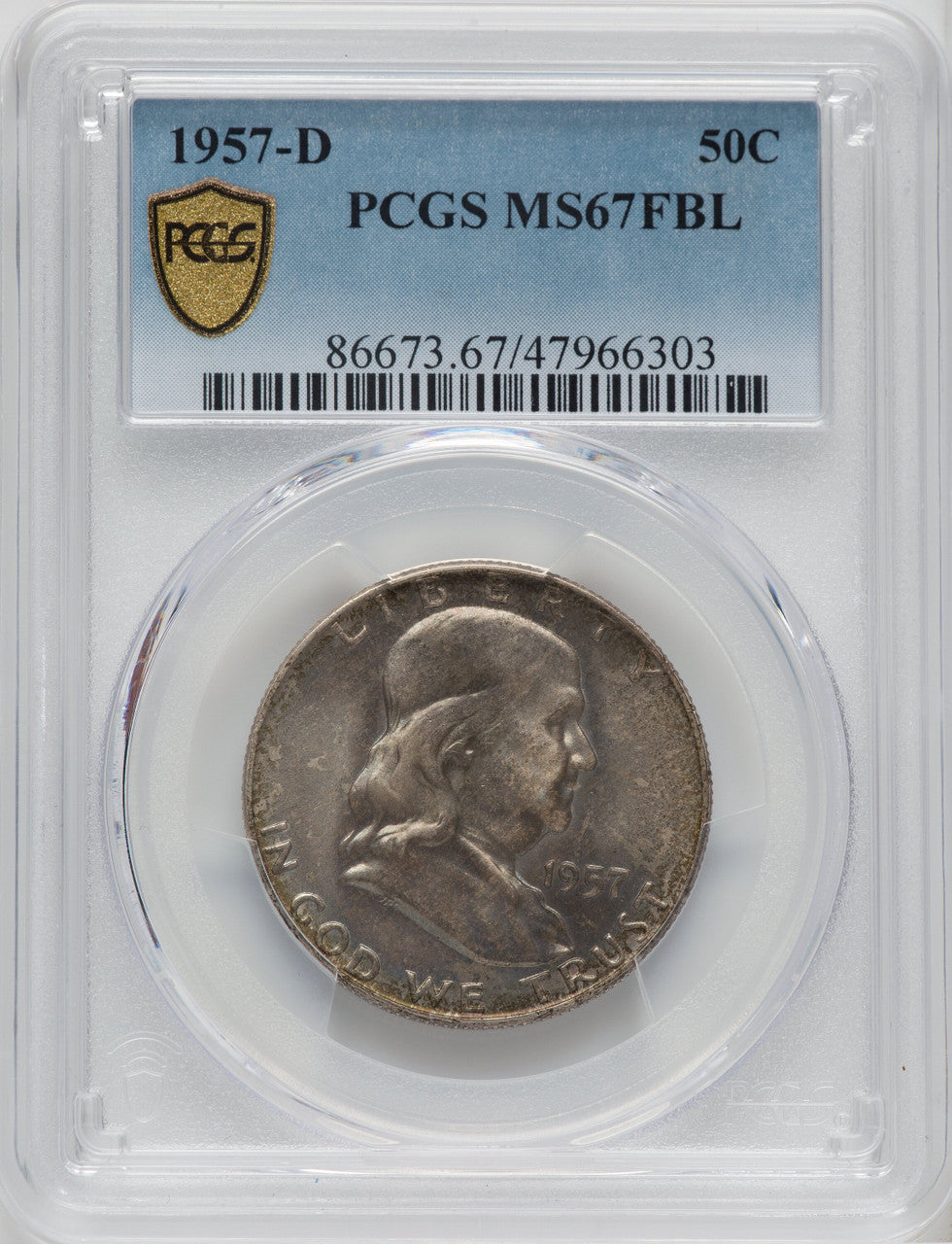 1957-D 50C FL Franklin Half Dollar PCGS MS67 | LCR Coin