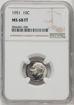 1951 10C FB Roosevelt Dime NGC MS68 (777919004)