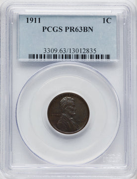 1911 1C BN Proof Lincoln Cent PCGS PR63