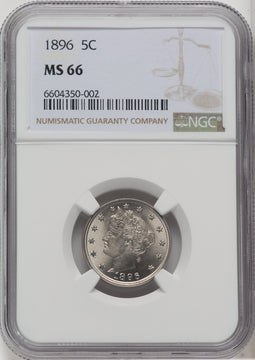 1896 5C Liberty Nickel NGC MS66