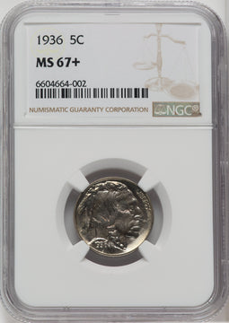1936 5C Buffalo Nickel NGC MS67+