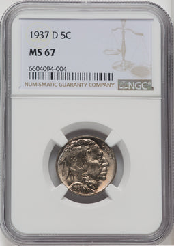 1937-D 5C Buffalo Nickel NGC MS67 (764652011)