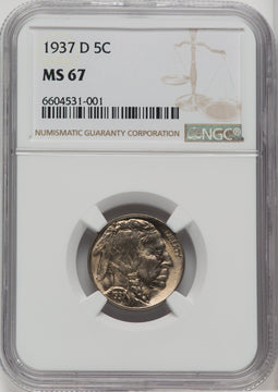 1937-D 5C Buffalo Nickel NGC MS67 (764652012)