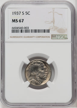 1937-S 5C Buffalo Nickel NGC MS67