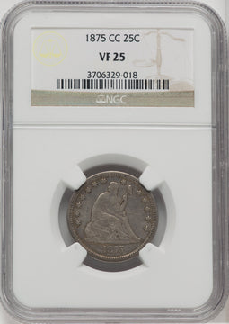 1875-CC 25C Seated Quarter NGC VF25