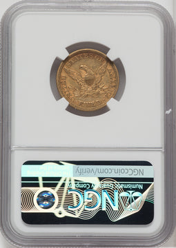 1852 $5 CAC Liberty Half Eagle NGC AU55
