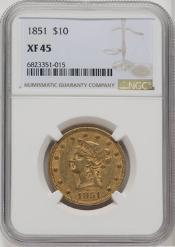 1851 $10 Liberty Eagle NGC XF45