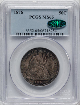 1876 50C CAC Seated Half Dollar PCGS MS65