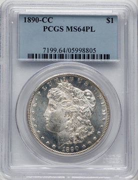 1890-CC $1 PL Morgan Dollar PCGS MS64