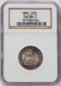 1888 25C Seated Quarter NGC MS68