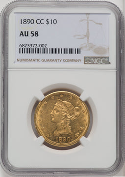 1890-CC $10 Liberty Eagle NGC AU58 (764731018)