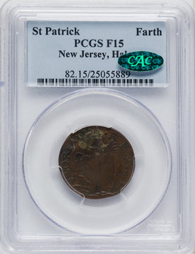 1670-75 St. Patrick Farthing Halo Reverse BN CAC Colonials PCGS 15