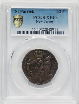 St. Patrick Halfpenny BN Colonials PCGS XF40