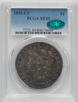 1893-CC $1 CAC Morgan Dollar PCGS XF40
