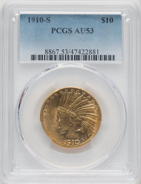 1910-S $10 Indian Eagle PCGS AU53