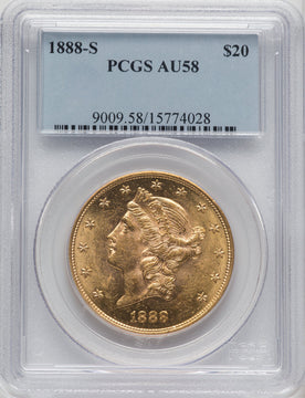 1888-S $20 Liberty Double Eagle PCGS AU58