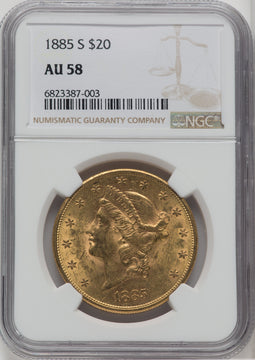 1885-S $20 Liberty Double Eagle NGC AU58