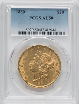 1860 $20 Liberty Double Eagle PCGS AU50