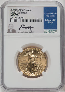 2020 $25 Half-Ounce Gold Eagle First Strike NGC MS70 Ed Moy