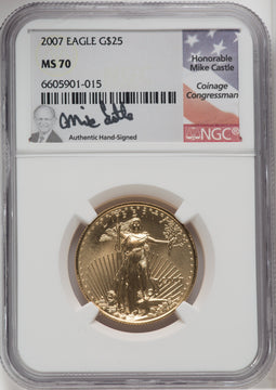 2007 $25 Half-Ounce Gold Eagle NGC MS70 Castle