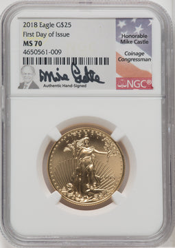 2018 $25 Half-Ounce Gold Eagle First Day of Issue NGC MS70