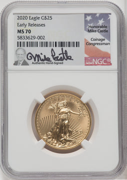 2020 1/2 Ounce Gold Eagle Early Releases NGC MS70 Mike Castle