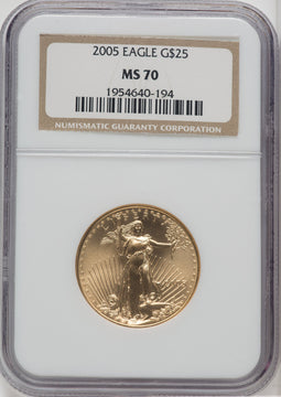 2005 $25 Half-Ounce Gold Eagle NGC MS70