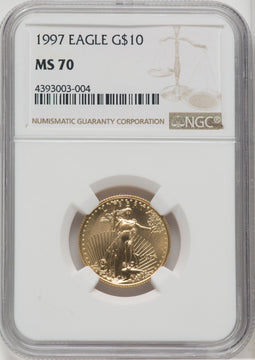 1997 $10 Quarter-Ounce Gold Eagle NGC MS70