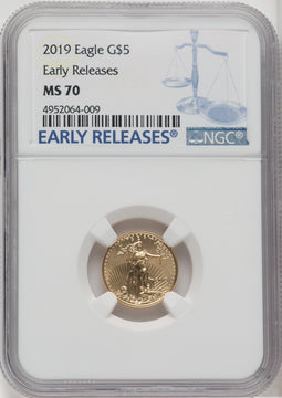 2019 $5 Tenth Ounce Gold Eagle First Strike NGC MS70