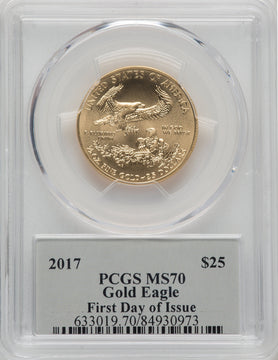 2017 $25 Half-Ounce Gold Eagle First Day of Issue Cleveland Black Freedom PCGS MS70