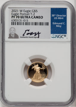 2021-W T-2 Gold American Eagle 4-Coin Set NGC PF70 Moy Signed