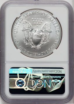 2012-W S$1 Silver Eagle Burnished First Strike Mike Castle Signature NGC MS70