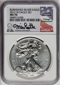 2012-W S$1 Silver Eagle Burnished NGC MS70