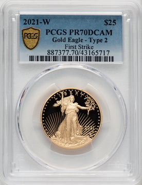 2021-W G$25 Half Ounce Gold Eagle Type Two First Strike PCGS PR70