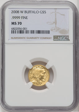 2008-W $5 Tenth-Ounce Gold Buffalo .9999 Fine Gold NGC MS70