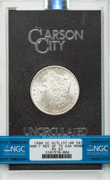 1880-CC $1 8/7 Reverse of 1878 VAM 7 GSA Hoard Morgan Dollar NGC MS63