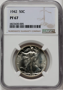 1942 50C Proof Walking Liberty Half Dollar NGC PR67