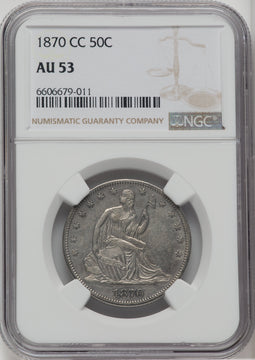 1870-CC 50C WB-5 Seated Half Dollar NGC AU53