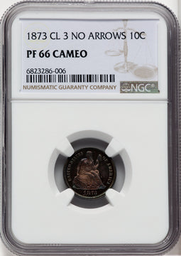 1873 10C CA Proof Seated Dime NGC PR66