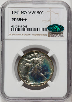 1941 50C CAC Proof Walking Liberty Half Dollar NGC PR68+