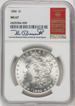 1884 $1 Kenneth Bressett Morgan Dollar NGC MS67